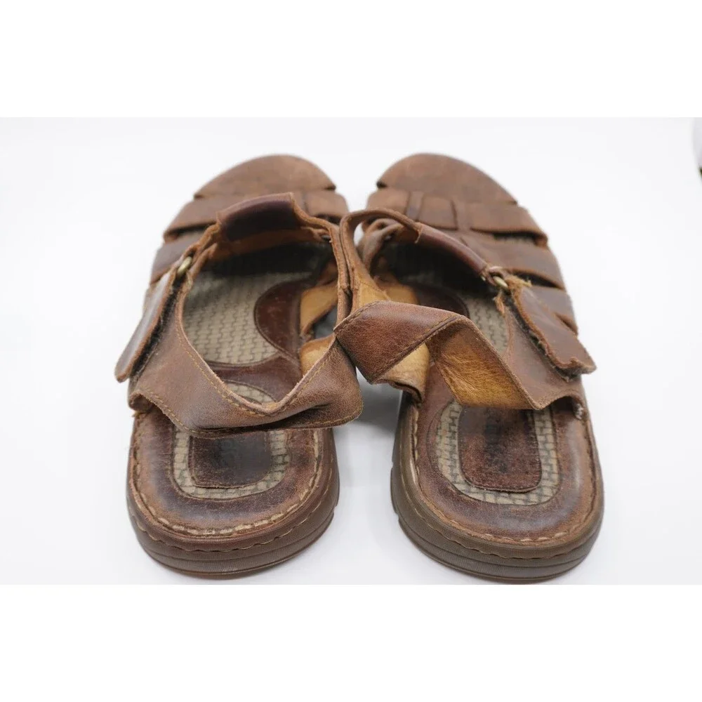 Born Fisherman Sandals Men’s Sz 14 Brown Oiled Leather Strappy Flat